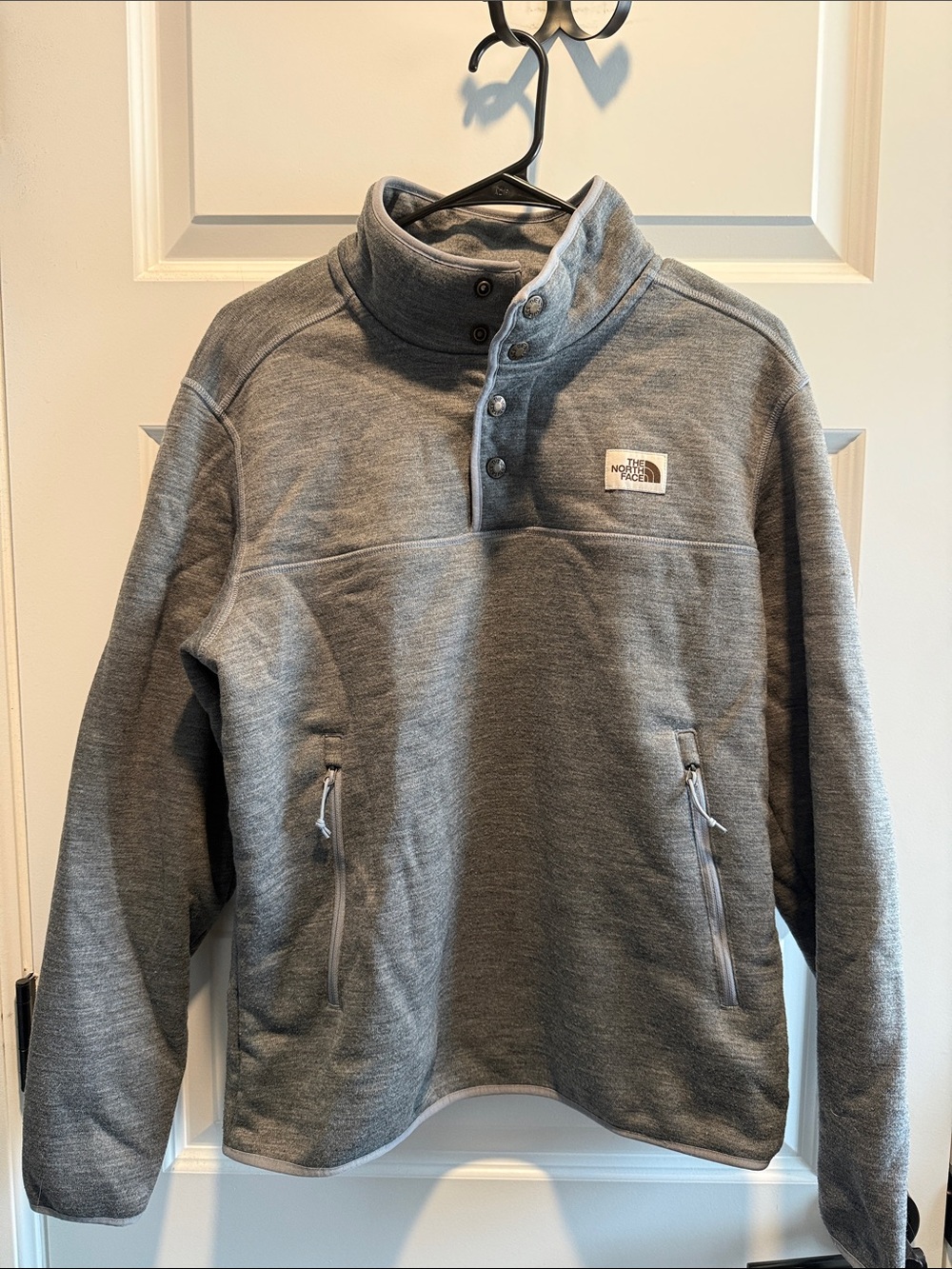 The North Face Grey Snap-Front Fleece Pullover Jacket